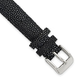 16mm Black Genuine Stingray with Silver-tone Buckle 7.5 inch Watch Band