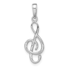 14K White Gold 3-D Treble Clef Pendant
