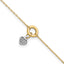 14K Two-tone Circle with Diamond-cut Puffed Heart Dangle 9 inch Plus 1 inch Extender - Total 10 inch - Sophia Jewelers