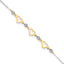 14K Two-tone Three Hearts and Diamond-cut Beads 9 inch Plus 1 inch Extender - Total 10 inch Anklet - Sophia Jewelers