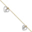 14K Two-tone Twisted Diamond-cut 3 Heart Dangles 9 inch Plus 1 inch Extender - Total 10 inch Anklet - Sophia Jewelers