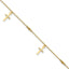 Cross Dangles and Beads Anklet in 14K Yellow Gold, 9 Inch - Sophia Jewelers