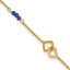 14k Polished Blue Spinel Beads and Squares 9 inch Plus 1 inch Extender - Total 10 inch Anklet - Sophia Jewelers