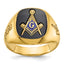 Men's Onyx Masonic Grooved Ring in 14K Yellow Gold, Size 10 - Sophia Jewelers