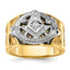 14k Two-tone Men's Polished and Textured with Blue and Black Enamel Diamond Blue Lodge Master Masoni - Sophia Jewelers