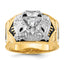 14k Two-tone Men's Polished and Textured with Multi-color Enamel and Diamond 32nd Degree Scottish Ri - Sophia Jewelers