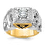 14k Two-tone Men's Polished and Textured with Black Enamel and Diamond Double Eagle Masonic Shriner' - Sophia Jewelers