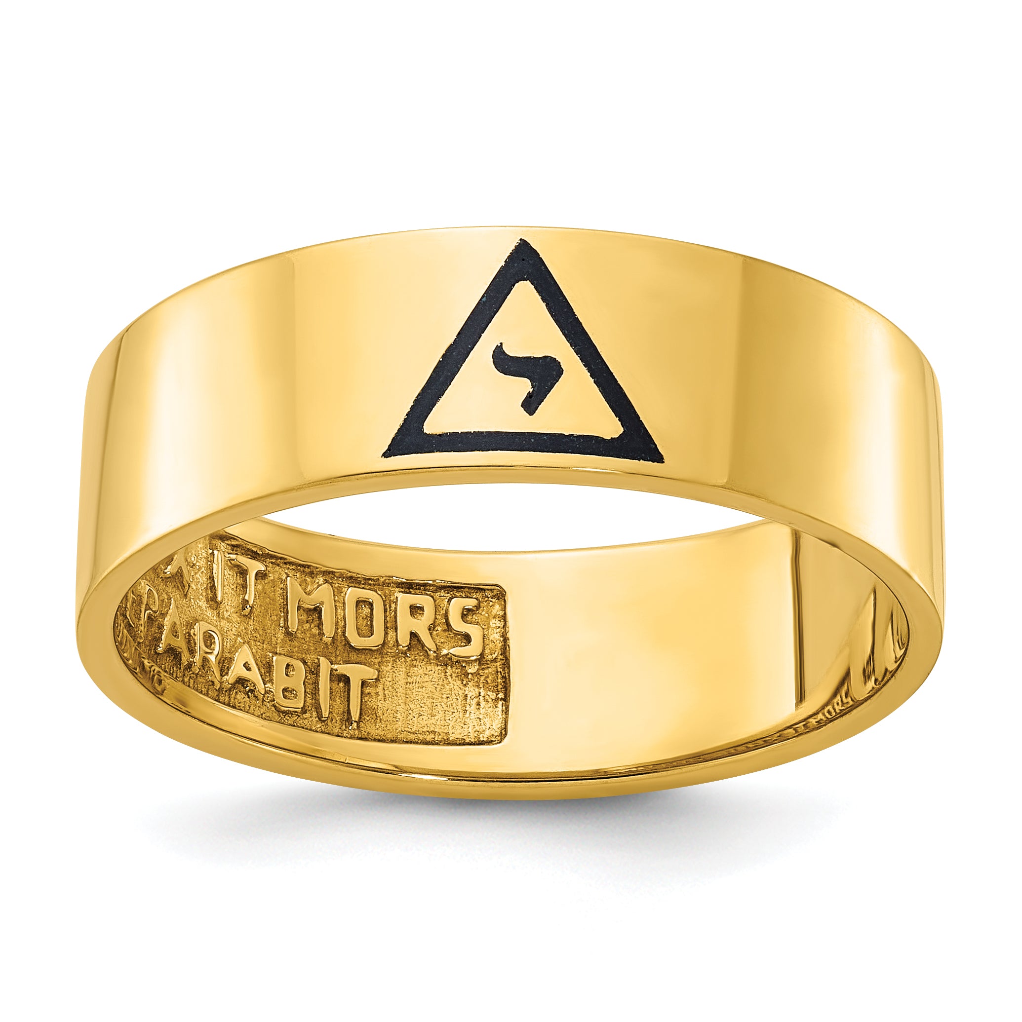 10k Men's Polished with Black Enamel 14th Degree Grand Elect Masonic Ring