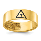 14k Men's Polished with Black Enamel 14th Degree Grand Elect Masonic Ring