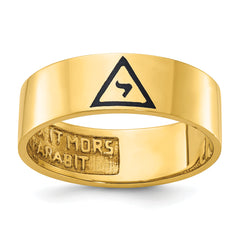 14k Men's Polished with Black Enamel 14th Degree Grand Elect Masonic Ring