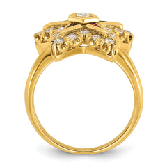 10k Women's Polished Multi-color CZ and A Quality Diamond Eastern Star Masonic Ring