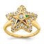 10k Women's Polished Multi-color CZ and A Quality Diamond Eastern Star Masonic Ring