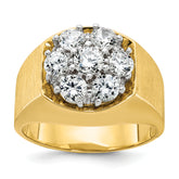 14k Two-tone Men's Polished and Satin Round 1 1/5 Carat Lab Grown Diamond Cluster Ring - Sophia Jewelers