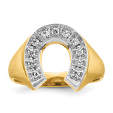 10k Two-tone Men's Satin Horseshoe Diamond Complete Ring