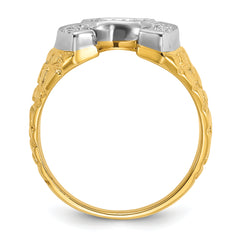 10k Two-tone Men's Horseshoe Diamond Complete Ring