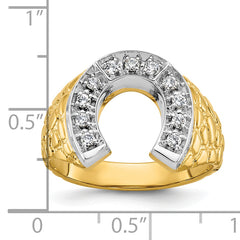 10k Two-tone Men's Horseshoe Diamond Complete Ring