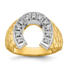 10k Two-tone Men's Horseshoe Diamond Complete Ring