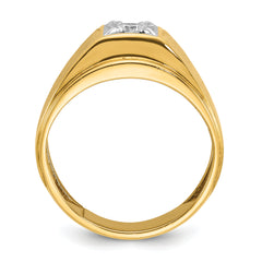 10k Two-tone Men's Polished and Satin Diamond Complete Ring