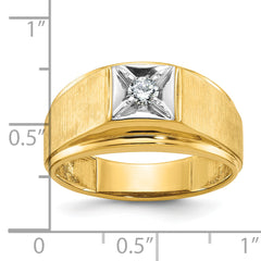10k Two-tone Men's Polished and Satin Diamond Complete Ring