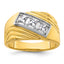 14k with White Rhodium 1/2 carat Lab Grown Diamond VS/SI+ G+ Complete Polished and Grooved Three Stone Men's Ring