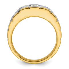 14k Two Tone 1 3/8 carat Lab Grown Diamond VS/SI+ G+ Complete Polished Men's Ring