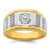14k Two Tone 1 3/8 carat Lab Grown Diamond VS/SI+ G+ Complete Polished Men's Ring