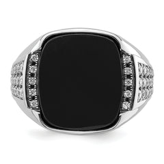 14k White Gold 5/8 carat Lab Grown Diamond VS/SI+ G+ and Onyx Complete Men's Ring
