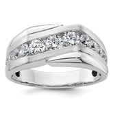 14k White Gold 1 3/8 carat Lab Grown Diamond VS/SI+ G+ Complete Satin Men's Ring