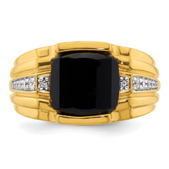 14k 1/8 carat Lab Grown Diamond VS/SI+ G+ and Onyx Complete Men's Ring