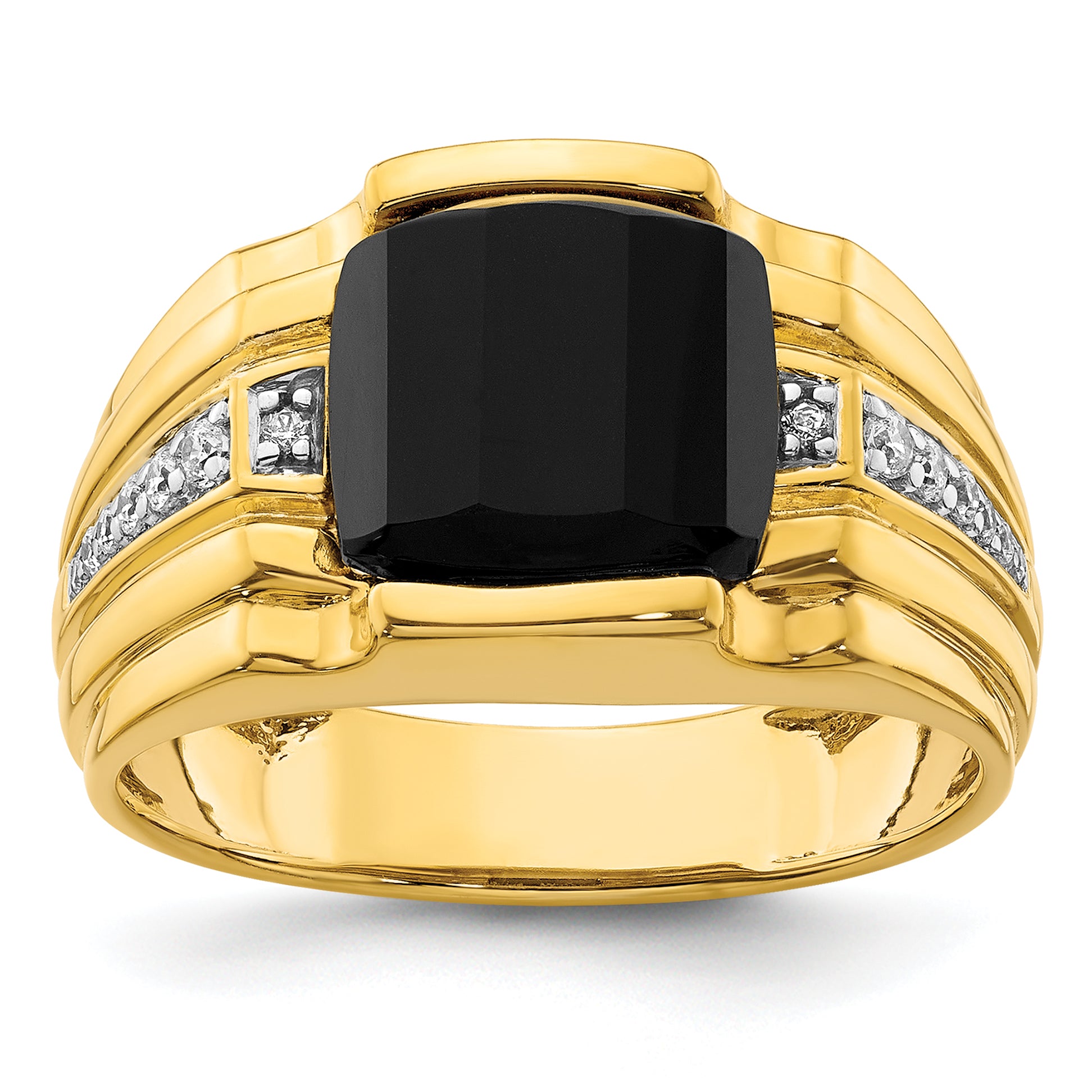 14k 1/8 carat Lab Grown Diamond VS/SI+ G+ and Onyx Complete Men's Ring