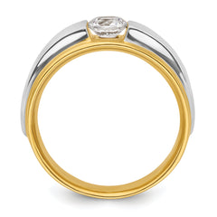 14k Two-tone 3/4 carat Lab Grown Diamond VS/SI+ G+ Complete Satin Men's Ring