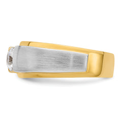 14k Two-tone 3/4 carat Lab Grown Diamond VS/SI+ G+ Complete Satin Men's Ring