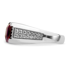 14k White Gold 5/8 carat Lab Grown Diamond VS/SI+ G+ and Created Ruby Complete Men's Ring