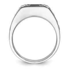 14k White Gold Black Rhodium 7/8 carat Lab Grown Diamond VS/SI+ G+ and Onyx Complete Men's Ring