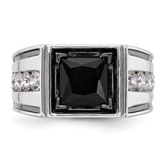 14k White Gold Black Rhodium 1 1/3 carat Lab Grown Diamond VS/SI+ G+ and Onyx Complete Men's Ring