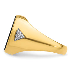 14k 1/6 carat Lab Grown Diamond VS/SI+ G+ and Onyx Complete Men's Ring