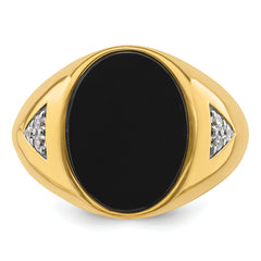 14k 1/6 carat Lab Grown Diamond VS/SI+ G+ and Onyx Complete Men's Ring
