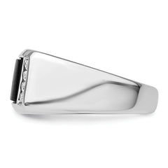 14k White Gold 1/5 carat Lab Grown Diamond VS/SI+ G+ and Onyx Complete Men's Ring