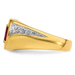 14k 3/8 carat Lab Grown Diamond VS/SI+ G+ and Created Ruby Complete Men's Ring