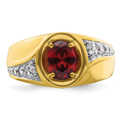 14k 3/8 carat Lab Grown Diamond VS/SI+ G+ and Created Ruby Complete Men's Ring