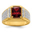 14k with White Rhodium 3/4 carat Lab Grown Diamond VS/SI+ G+ and Created Ruby Complete Men's Ring