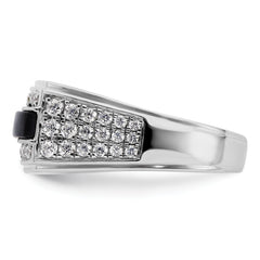 14k White Gold 1 carat Lab Grown Diamond VS/SI+ G+ and Onyx Complete Men's Ring