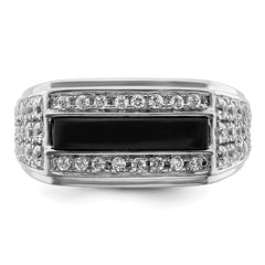 14k White Gold 1 carat Lab Grown Diamond VS/SI+ G+ and Onyx Complete Men's Ring