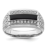14k White Gold 1 carat Lab Grown Diamond VS/SI+ G+ and Onyx Complete Men's Ring