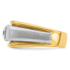 14k Two-tone 3/4 carat Lab Grown Diamond VS/SI+ G+ Complete Polished and Satin Men's Ring