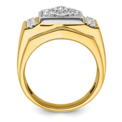 14k Two Tone 1 3/4 carat Lab Grown Diamond VS/SI+ G+ Complete Men's Polished and Satin Cluster Ring