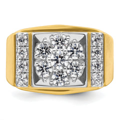 14k Two Tone 1 3/4 carat Lab Grown Diamond VS/SI+ G+ Complete Men's Polished and Satin Cluster Ring