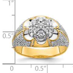 14k Two-Tone 1 1/4 carat Lab Grown Diamond VS/SI+ G+ Complete Men's Cluster Ring