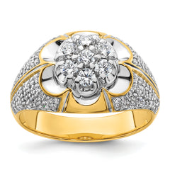 14k Two-Tone 1 1/4 carat Lab Grown Diamond VS/SI+ G+ Complete Men's Cluster Ring