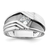 14k White Gold with Black Rhodium 1/2 carat Lab Grown Diamond VS/SI+ G+ Complete Satin Men's Ring